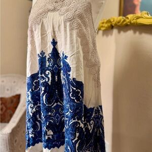 Anthropologie Blue and White Sleeveless Resort Sundress
